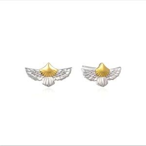 Silver and Gold Bird Mini Stud Pierced Earrings